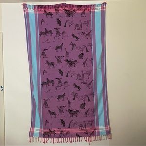 African style beach wrap scarf Shawl pink blue & purple giraffe zebra Kimono